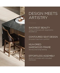 Maven Lane Vienna Counter Stool, Walnut Finish w/ Marksman Saddle Leather