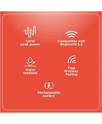 RadioShack Portable Outdoor Bluetooth Speaker 60W Rms Power With Dual Subwoofer IPX5 Gray True Wireless