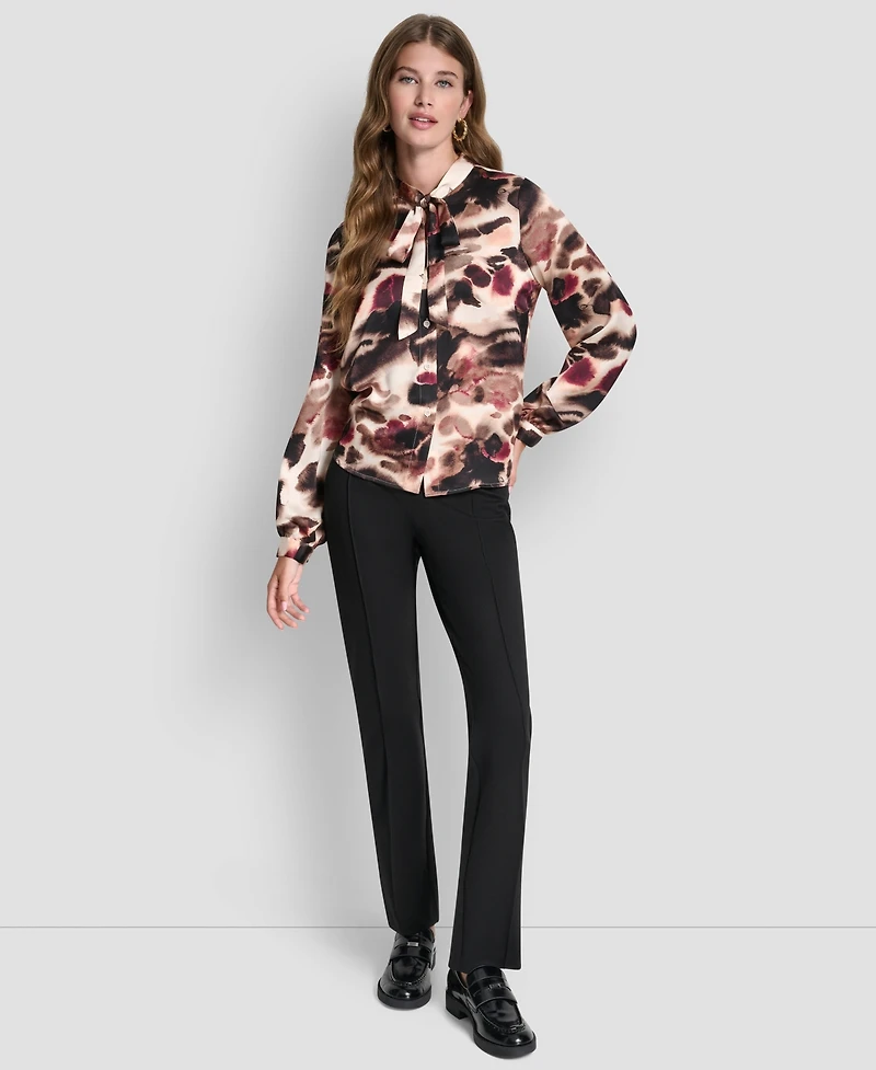 Dkny Petite Necktie Long-Sleeve Top