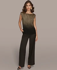 Donna Karan New York Petite Boat-Neck Ombre Sleeveless Top