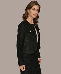 Donna Karan New York Petite Collarless Button-Front Crop Jacket
