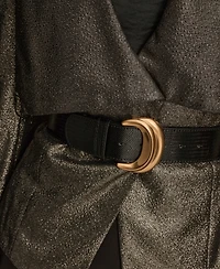 Donna Karan New York Petite Belted Shawl-Collar Crop Jacket
