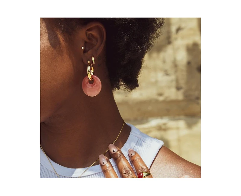 Women's Donut Charm Chunky Hoop Earrings