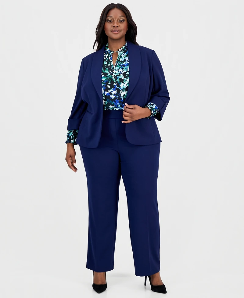 Ak Anne Klein Plus Shawl-Collar 3/4-Sleeve Blazer