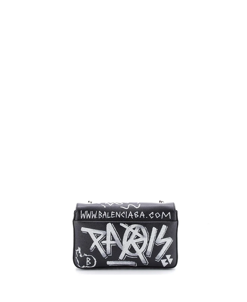 Pre-Owned Balenciaga Small Bb Graffiti Chain Wallet Leather