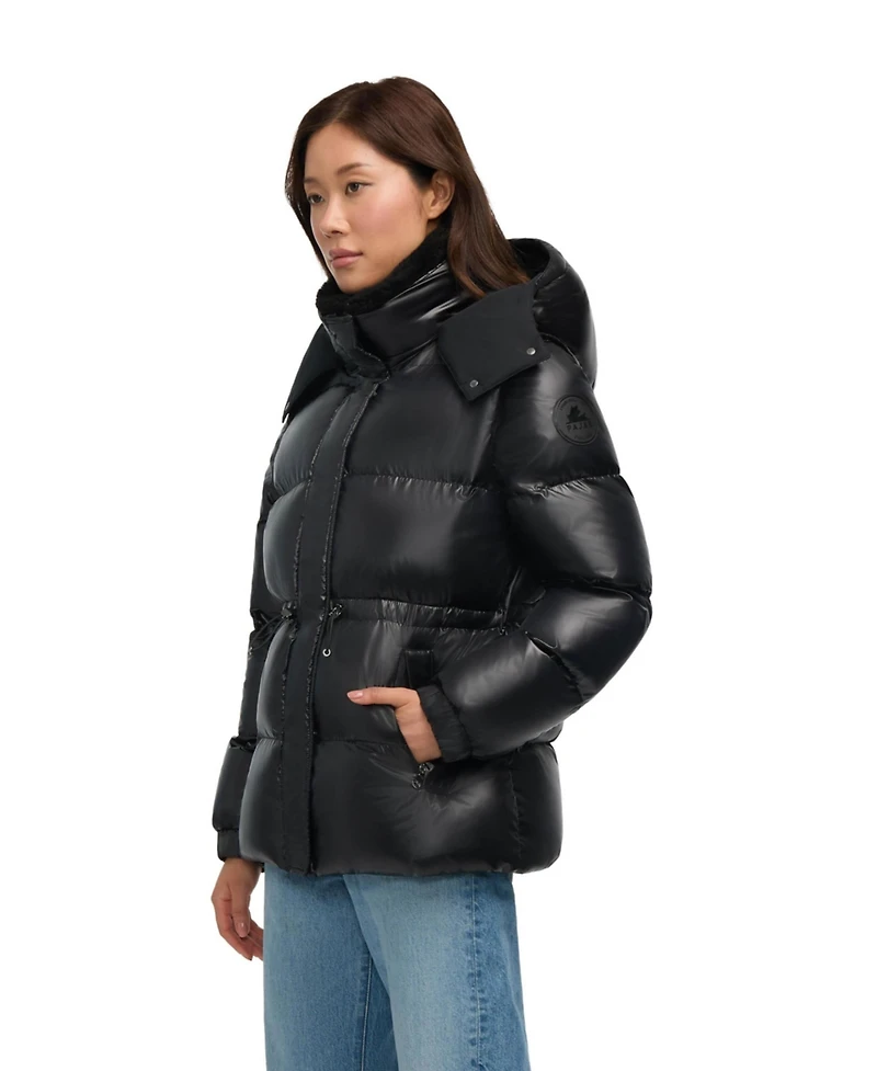 Pajar Women's Halo Puffer with Removable Hood and Faux Sherpa Bib