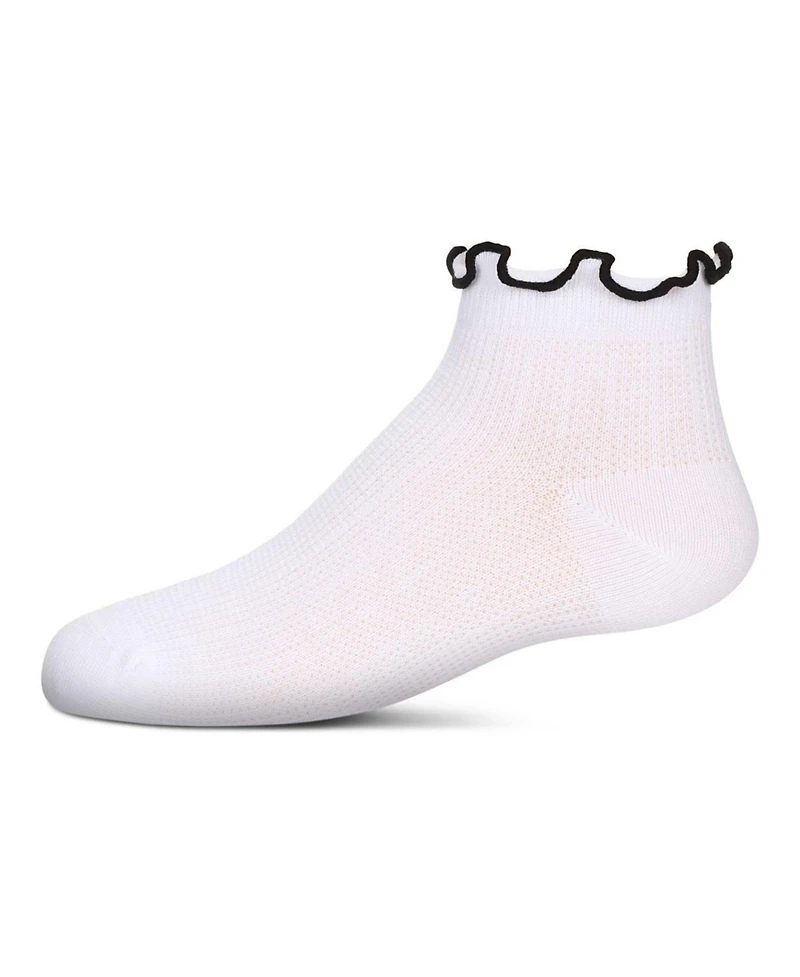 Memoi Girls' Colored Ruffle Anklet Socks