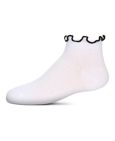 Memoi Girls' Colored Ruffle Anklet Socks