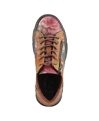 L Artiste Women s Danli-bloom Zippered Platform Sneakers Hand-Painted Leather with Floral Embossing and Rainbow Stitching