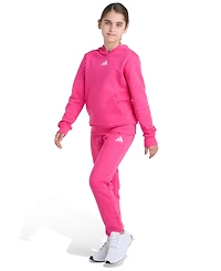 Adidas Big Girls 8-16 Two Piece Long Sleeve Small Logo Fleece Pullover Hoodie and Jogger Set