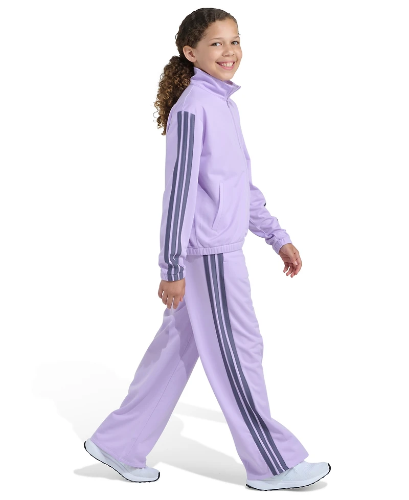 Adidas Big Girls 8-16 two-Piece Full-Zip Jacket and Wide Leg Tricot Pants Set