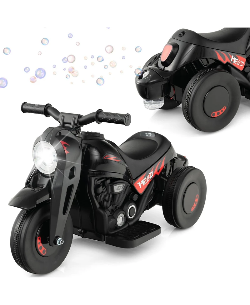 6V Kids Electric Ride-On Motorcycle with Bubble Maker and Music - Black