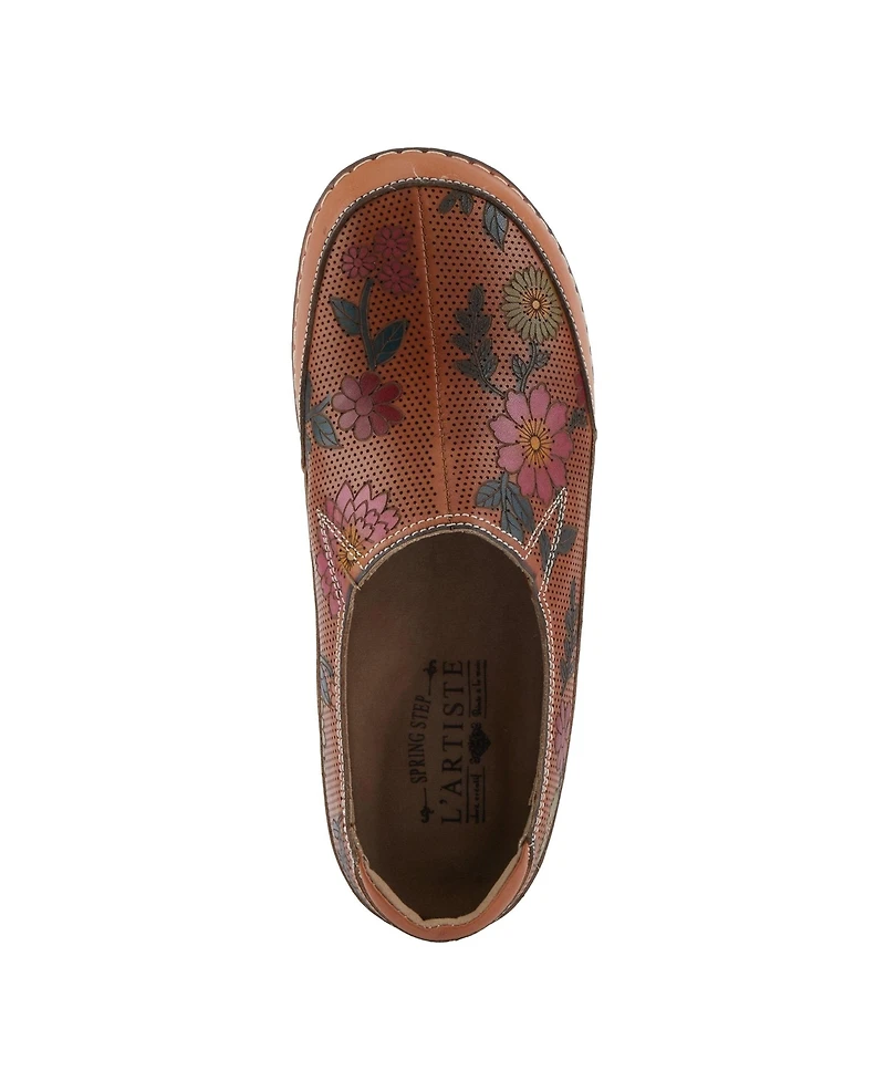 L'Artiste Women's Libora-Delite Handpainted Leather Floral Slip-On Shoes with Removable Insole