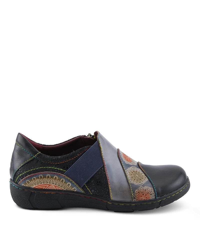 L Artiste Women s Lata Hand-Painted Closed Back Shoe with Removable Footbed and Geometric Multicolor Design