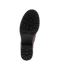 L'Artiste Women's Kisha-Boss Tall Leather Combo Boots with Lace-Up Front, Inside Zipper, Stretch Strap, and Lug Sole – Fashion Utility Style wi