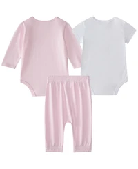 adidas Baby Girls 3-Piece Logo Bodysuits and Pants Set