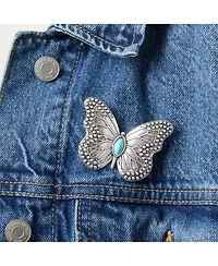 Jessica Simpson Silver Antique Butterfly Pin with Turquoise Accent