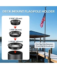 Yescom Universal Flag Pole Holder Deck Mount Bracket for Outside Fit 1" to 2 3/8" Pole