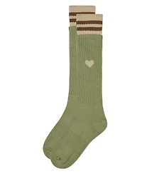 Memoi Girls Ribbed Cotton Blend "Heart and Stripes" Knee Sock