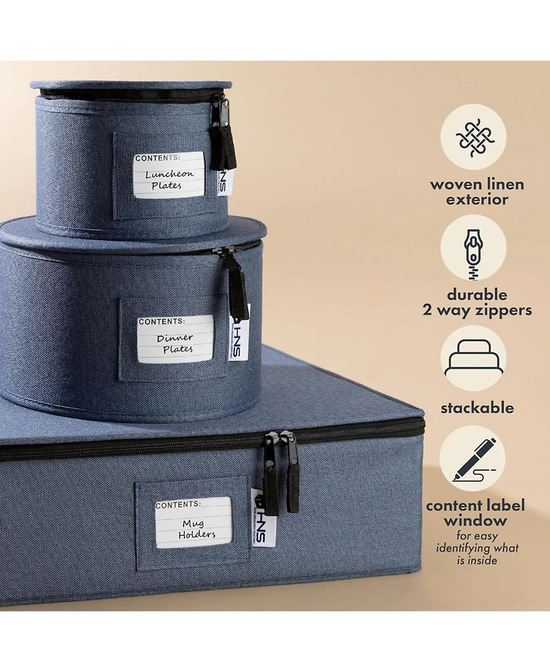 Florida Brands Hard Shell China Organizer with Dividers - Holds 12 Pieces - Durable & Stackable Storage Box for Seasonal Dishware Protection