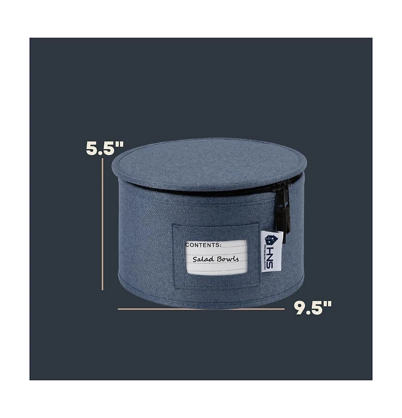 Hard Shell China Organizer with Dividers - Holds 12 Pieces - Durable & Stackable Storage Box for Seasonal Dishware Protection - Denim Blue