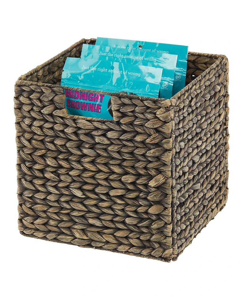 mDesign Woven Hyacinth Kitchen Storage Organizer Basket Bin, 8 Pack, Black Wash