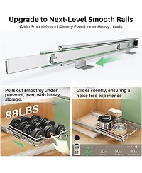 Kitstorack Pull out Cabinet Organizer,Heavy Duty Smooth Sliding Under Cabinet Shelves for Pots and Pans,Roll out Drawers with Thickened Chrome Plating