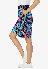 Woman Within Plus Elastic-Waist Knit Short