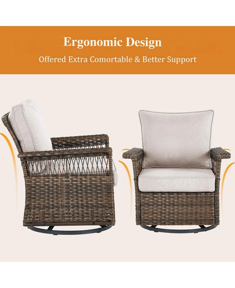 Gymojoy SeagullWing 2-Person Swivel Glider Wicker Outdoor with Olefin Cushion Patio Chairs