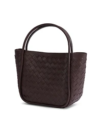 Women's Brown Woven Leather Top Handle Bag