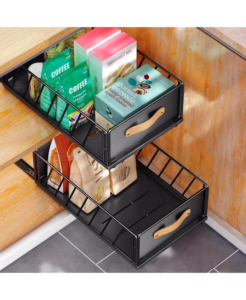 1PC Pull out Cabinet Organizer Fixed with Adhesive Nano Film+1PC Pull out Cabinet Organizer Bundle