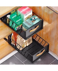 1PC Pull out Cabinet Organizer Fixed with Adhesive Nano Film+1PC Pull out Cabinet Organizer Bundle