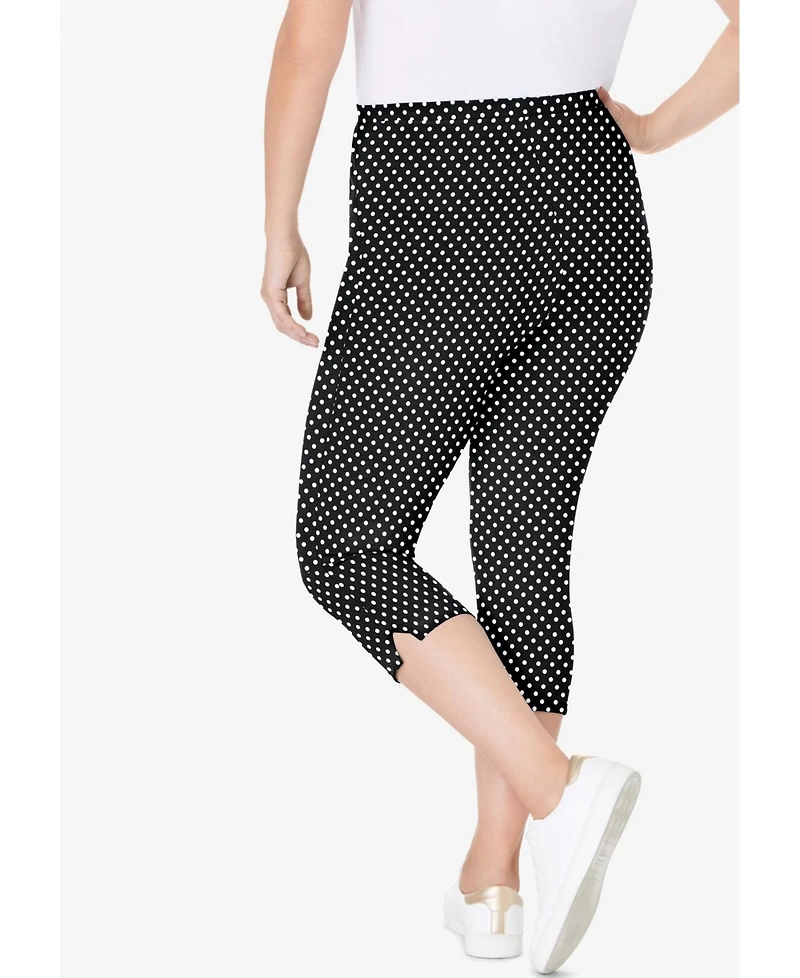 Woman Within Women's Stretch Cotton Printed Capri Legging