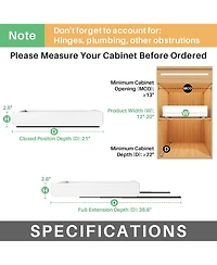 Kitstorack Pull out Cabinet Organizer, Expandable(12"-20") Heavy Duty Slide out Drawers Fixed with Adhesive Nano Film for Pots, Roll out Shelf Storage