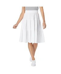 Woman Within Women's Elastic-Waist Knit Tiered Skirt