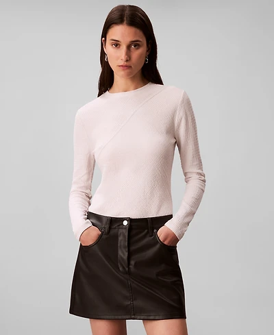 Calvin Klein Women's Long Sleeve Textured Knit Slim Top