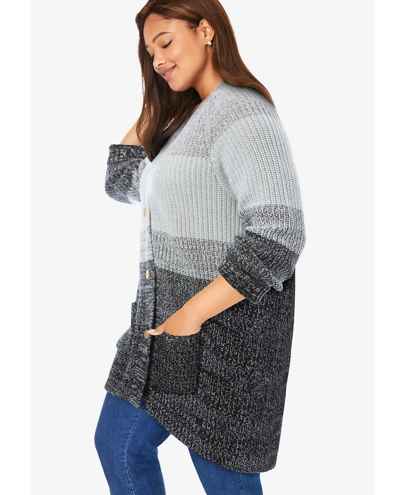 Woman Within Women's Ombre Shaker Cardigan