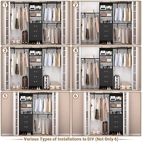 8FT Walk Closet Organizer with 3 Shelving Towers, Heavy Duty Clothes Rack Drawers