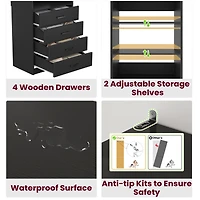21.3" Closet Drawer System, Walk-in Closet Tower with 4 Wooden Drawers and Shelves