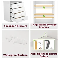 21.3" Closet Drawer System, Walk-in Tower with 4 Wooden Drawers and Shelves