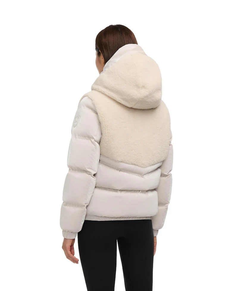 Pajar Women's Nephele Mixed Media Short Puffer with Fixed Hood