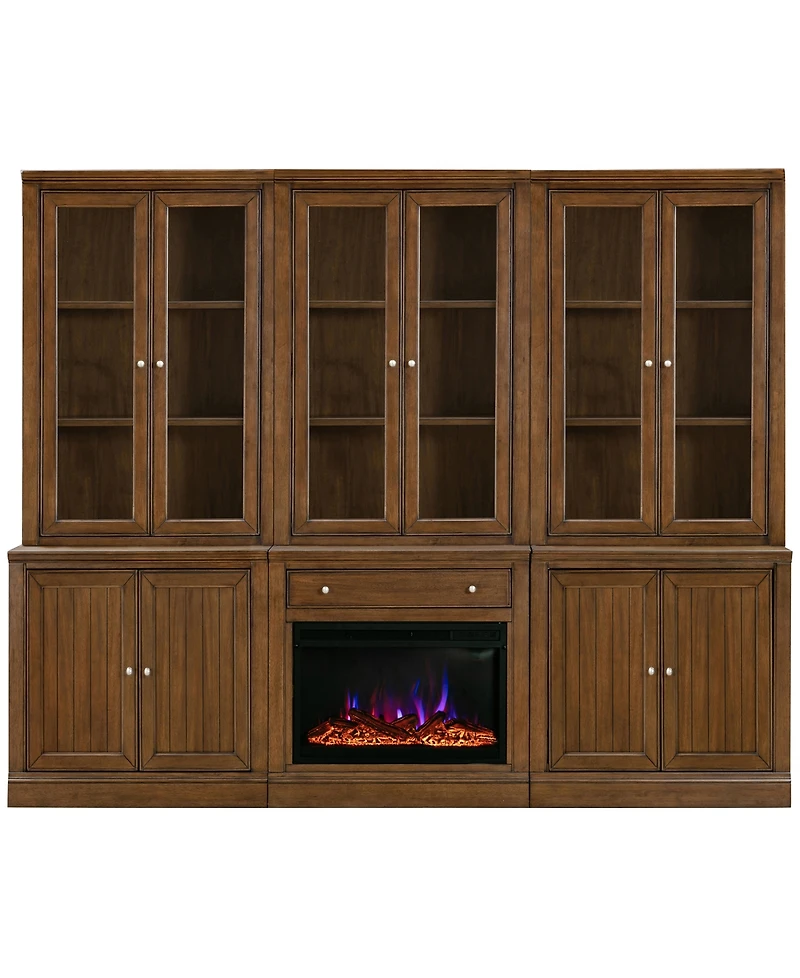 Furniture Amren 78" Wood 3 Door Hutches with 2 Base and Open Drawer