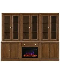Furniture Amren 78" Wood 3 Door Hutches with 2 Base and Open Drawer