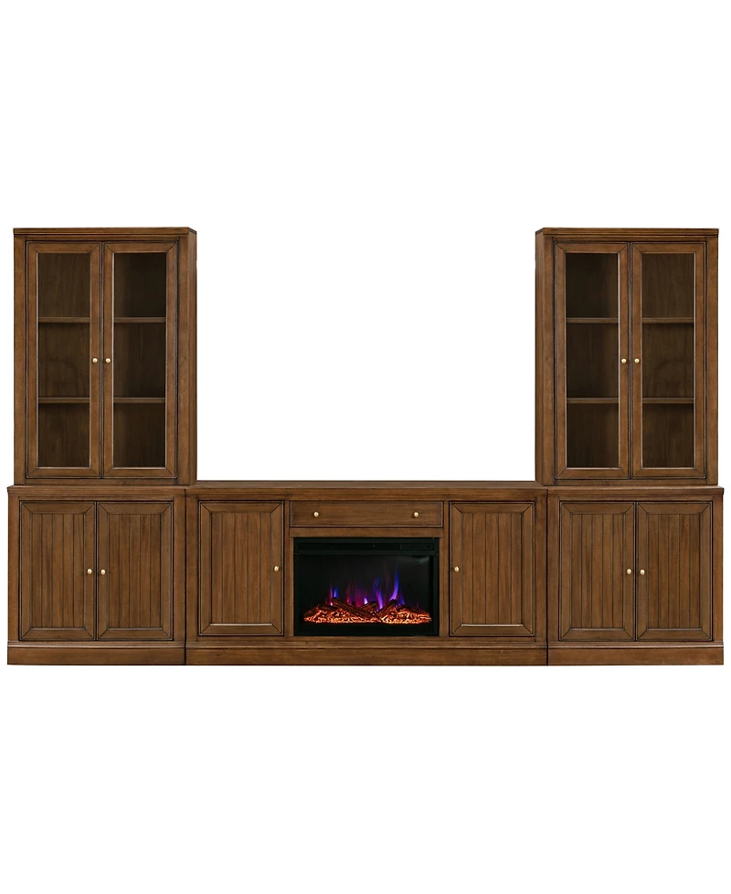 Furniture Amren 65" Wood 2 Door Console with Hutches and Bases Fireplace Insert
