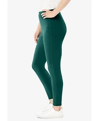 Woman Within Women's Stretch-Cotton Knit Pull-On Leggings