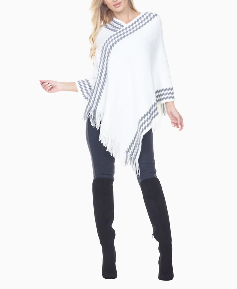 White Mark Women's Knit Poncho Sweater