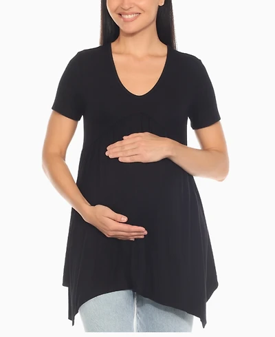 White Mark Women's Shirred Maternity Top