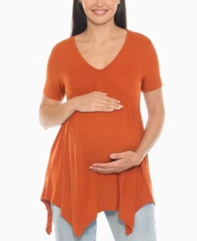 White Mark Womens Shirred Maternity Top