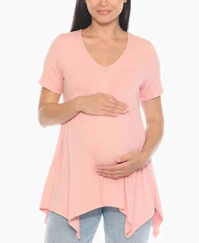 White Mark Women's Shirred Maternity Top
