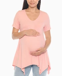 White Mark Women's Shirred Maternity Top